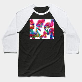 Abstract Flamingo Flock Baseball T-Shirt